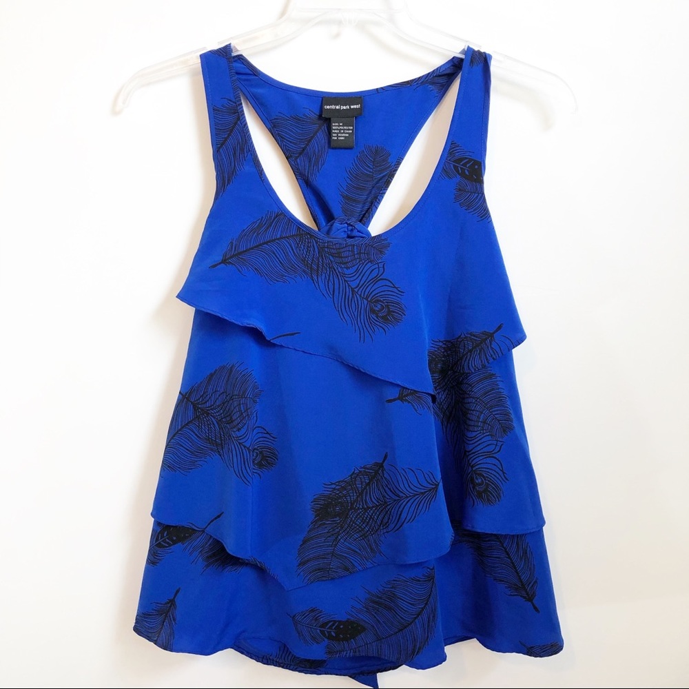Central Park West Blue Peacock Sleeveless Top M